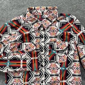 Rock & Roll Denim Womens M Aztec Western Pearl Snap Shirt Long Sleeve Southwest
